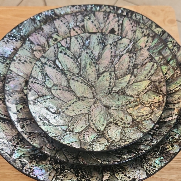 Other - Abalone Iridescent Shell Pattern Bowls Set Of 3
